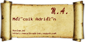 Mácsik Adrián névjegykártya