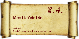 Mácsik Adrián névjegykártya